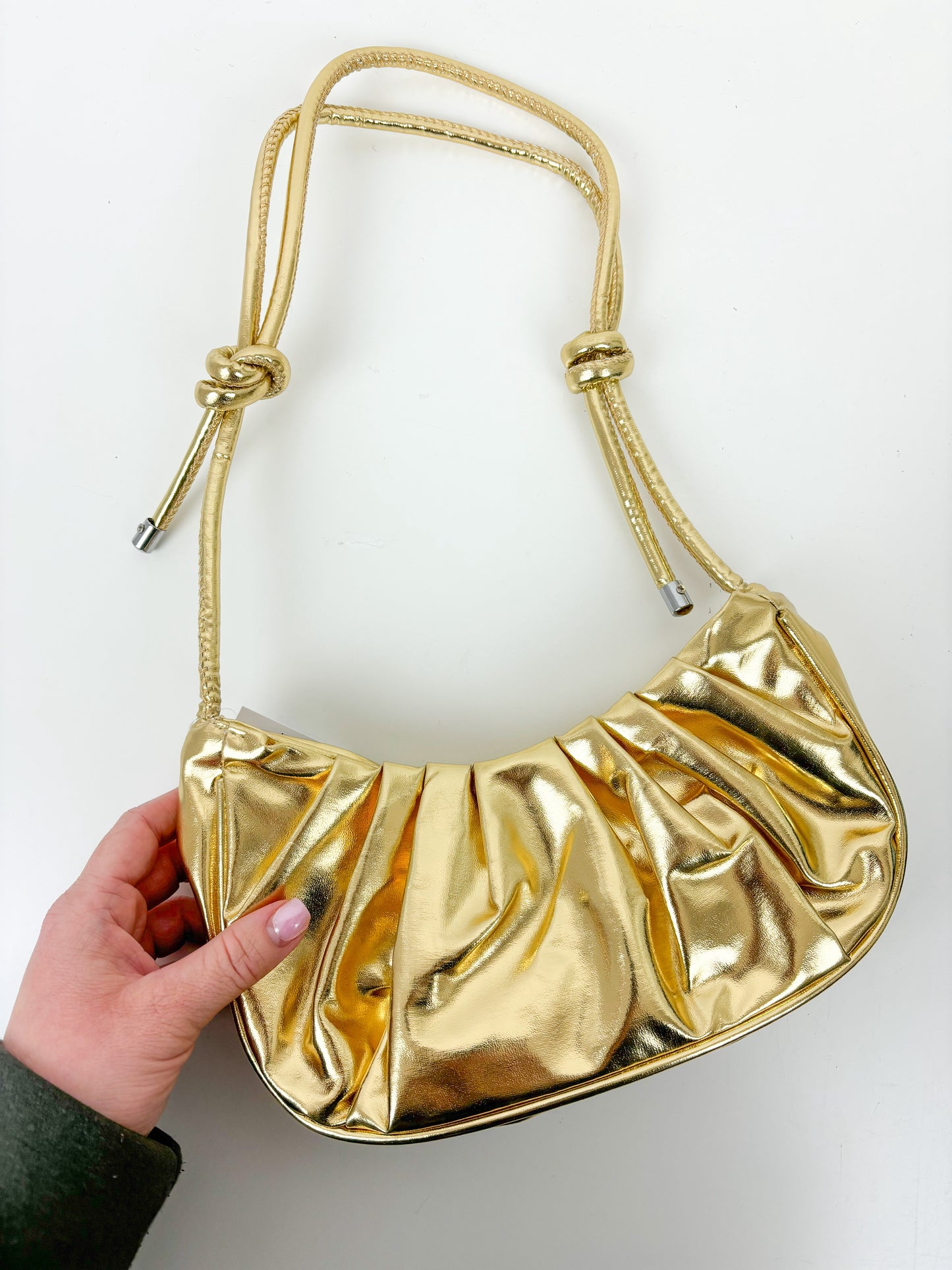 Gold Metallic Knot Handle Bag