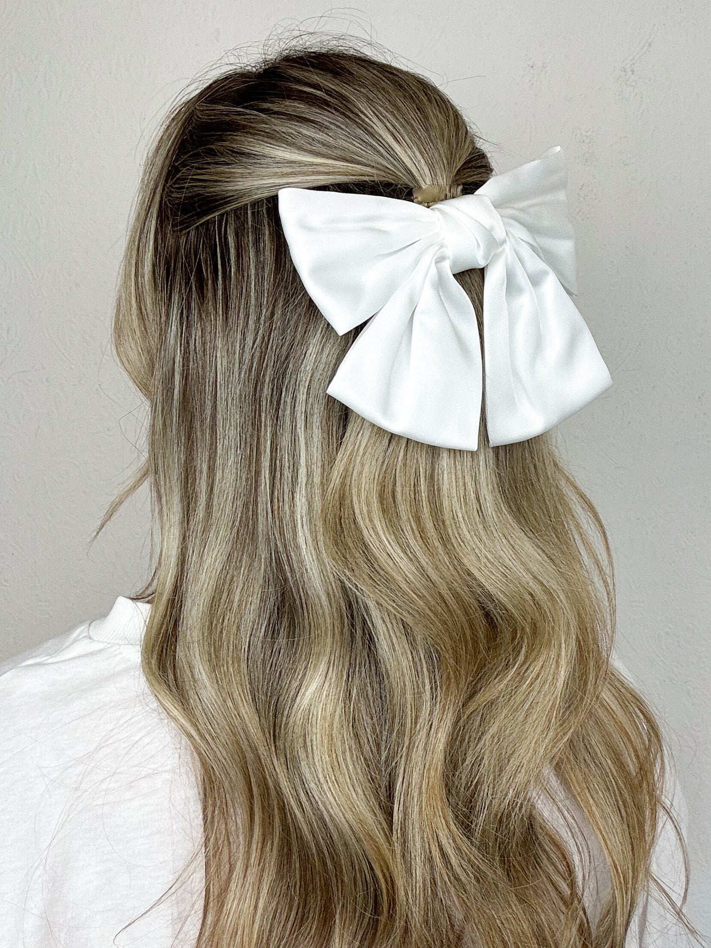 White Satin Hair Bow