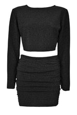 Black Glitter Top & Ruched Skirt Co-ord
