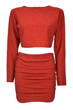Red Glitter Top & Ruched Skirt Co-ord