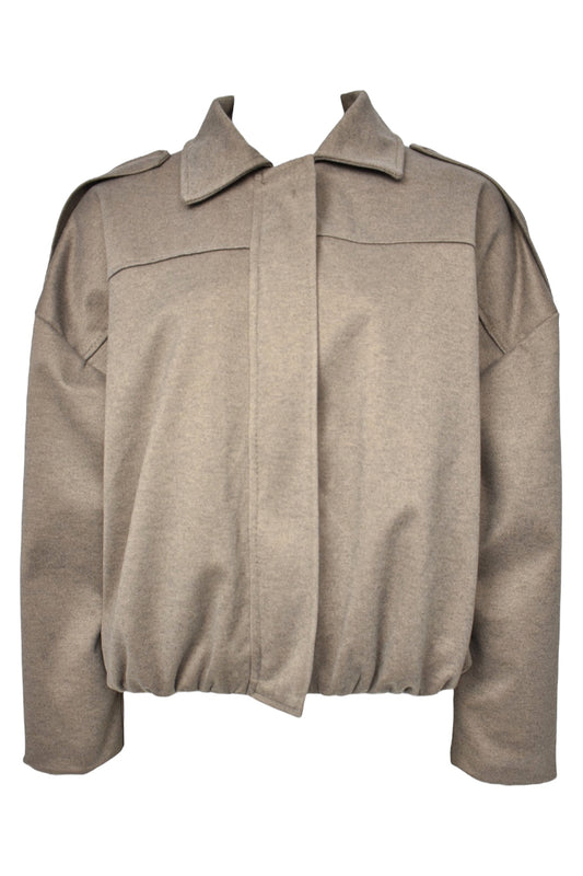 Mocha Collared Bomber Jacket
