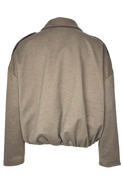 Mocha Collared Bomber Jacket