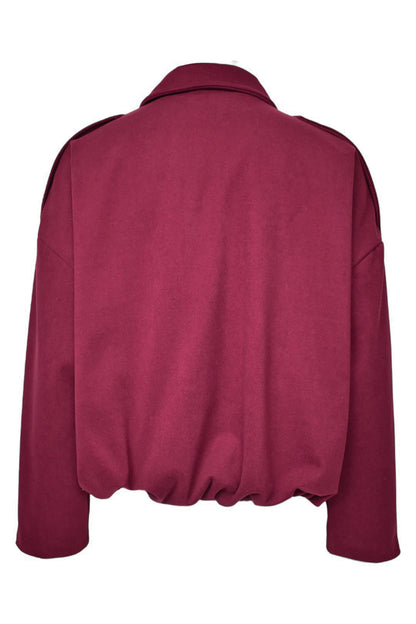 Burgundy Collared Bomber Jacket