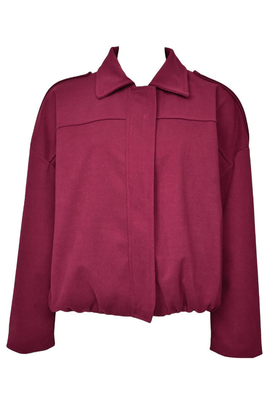 Burgundy Collared Bomber Jacket