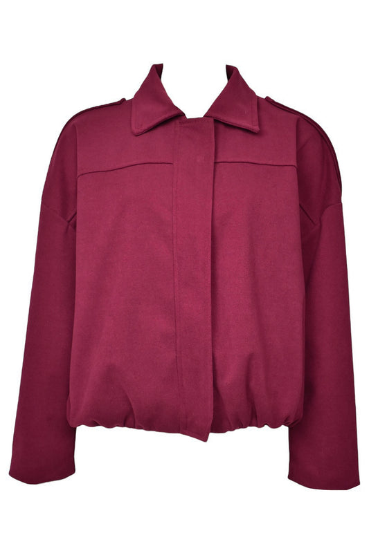 Burgundy Collared Bomber Jacket