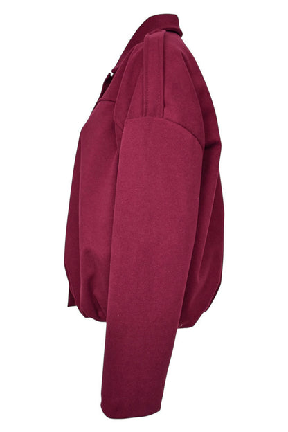 Burgundy Collared Bomber Jacket