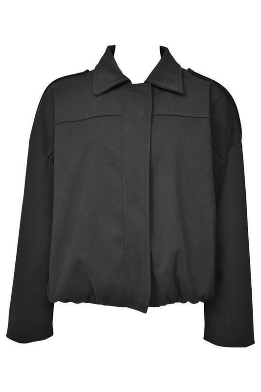 Black Collared Bomber Jacket