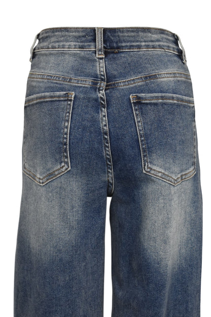 Mid Denim Straight Leg Jeans