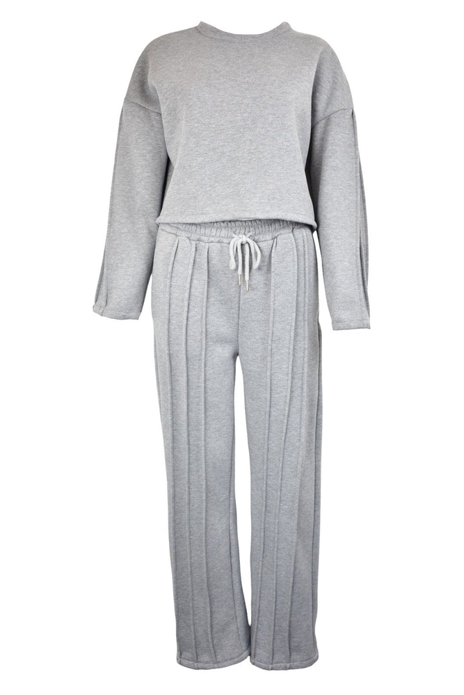 Grey Front Seam Cropped Loungesuit