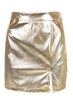 Gold Metallic Split Mini Skirt