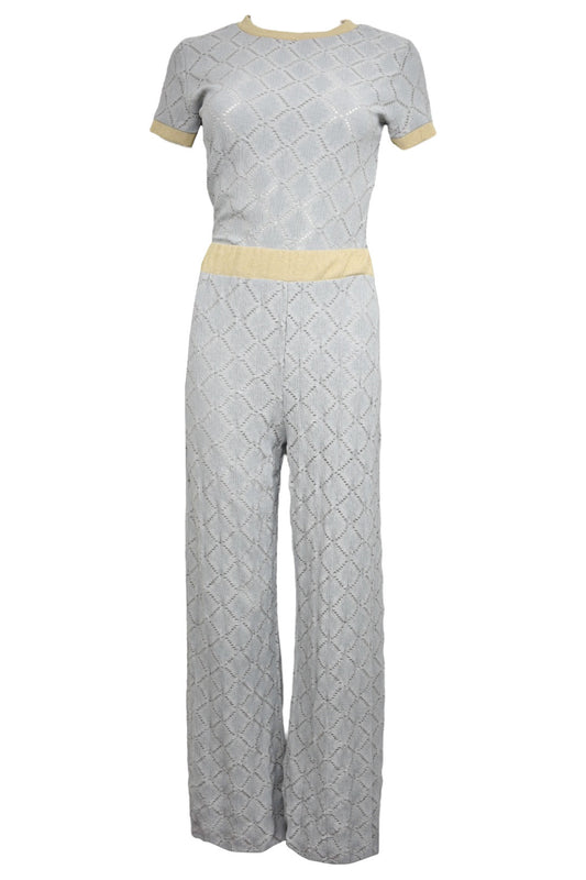 Grey Contrast Trim Geo Design Loungesuit