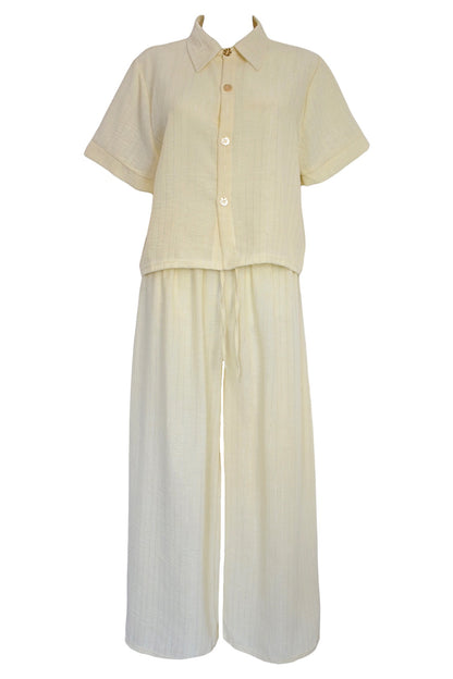 Cream Metallic Pin Stripe Trousers Co-ord