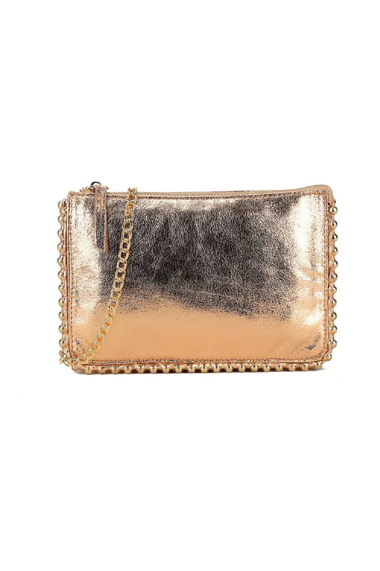 Rose Gold Beaded Edge Cross Body Bag