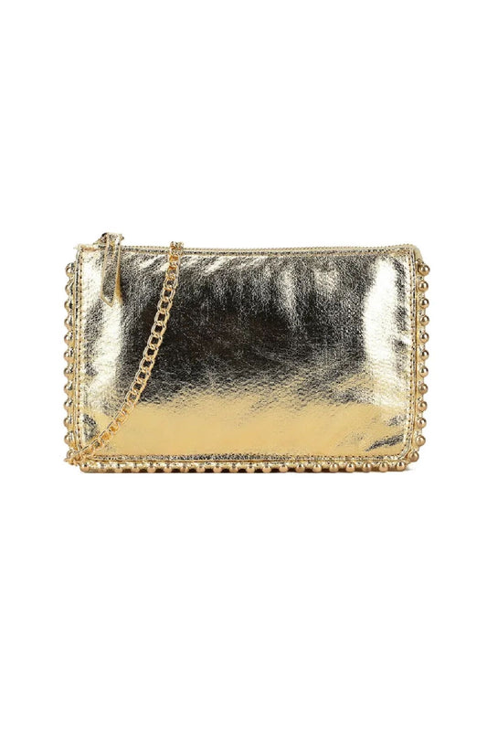 Gold Beaded Edge Cross Body Bag