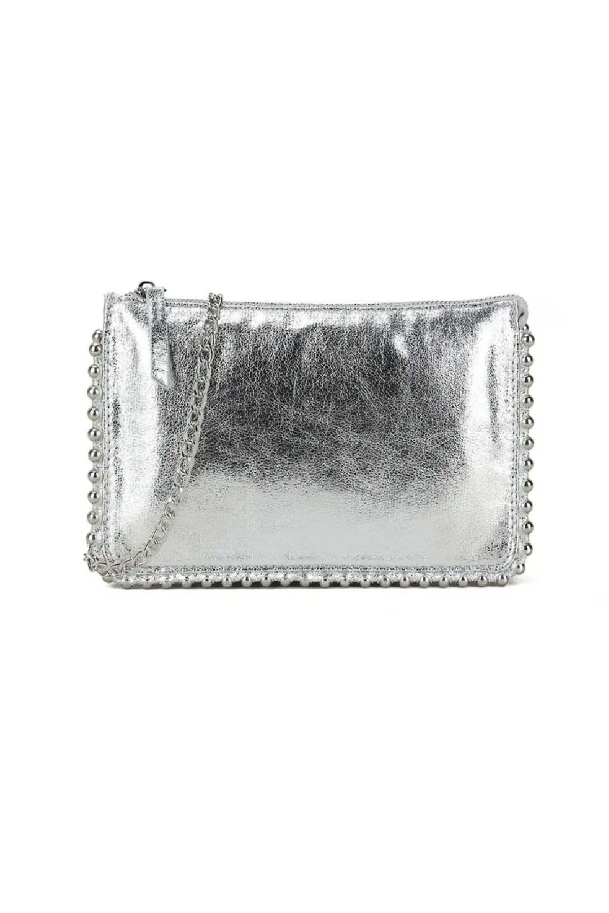 Silver Bead Edge Cross Body Bag