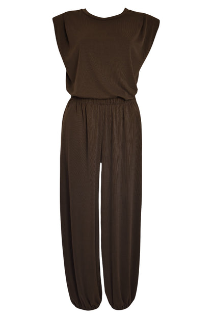 Brown Sleeveless Top & Cuffed Trousers Co-ord