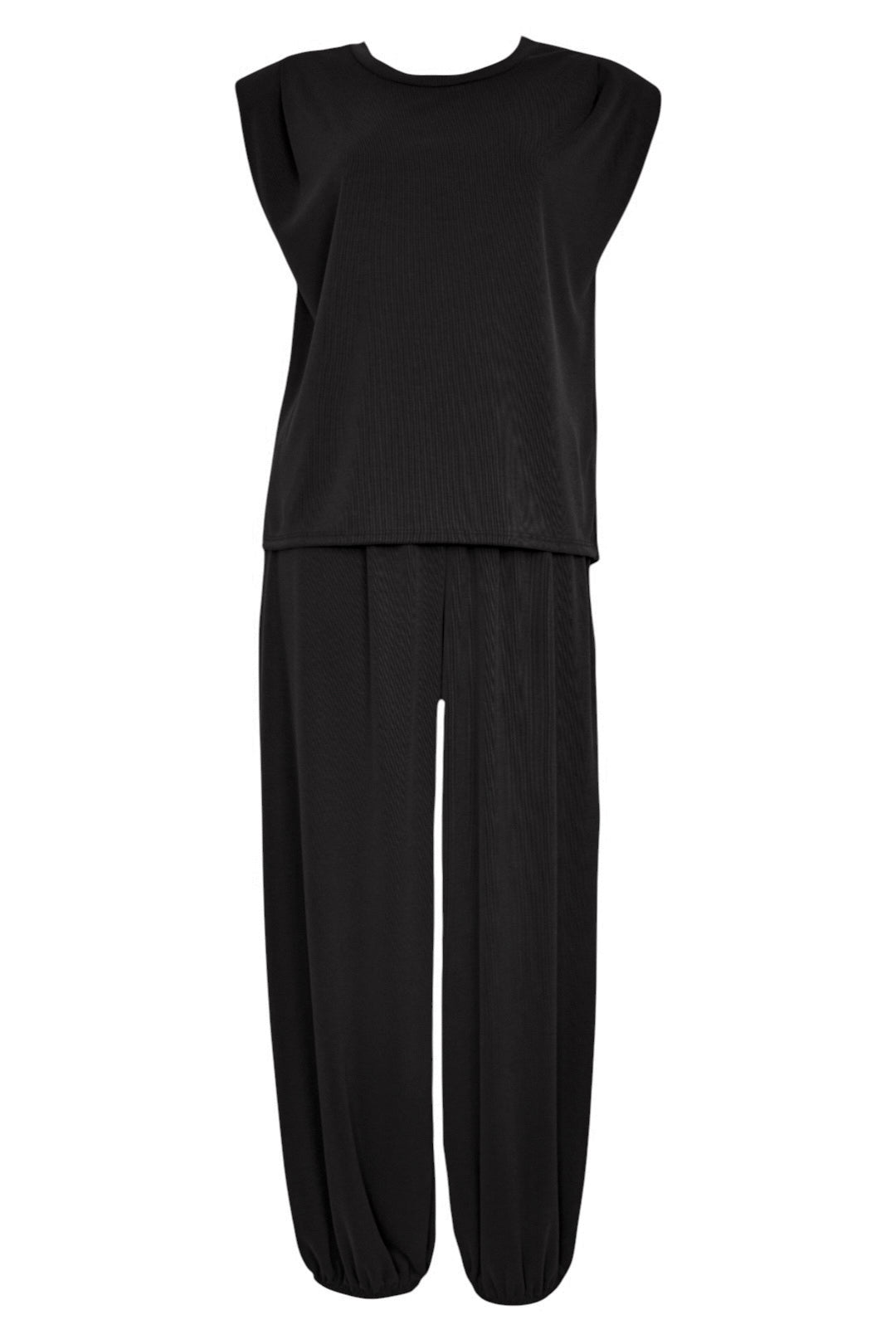 Black Sleeveless Top & Cuffed Trousers Co-ord