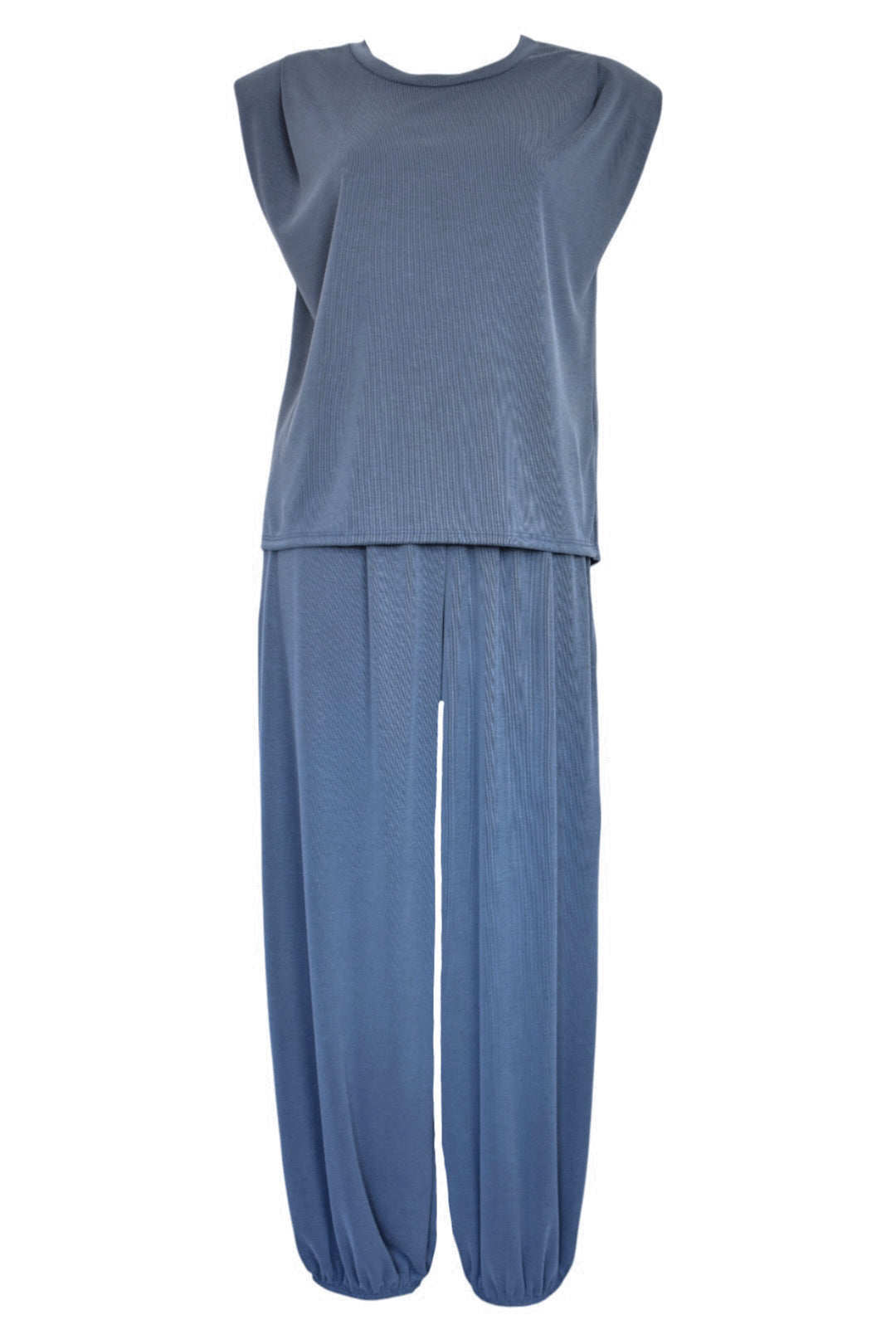 Blue Sleeveless Top & Cuffed Trousers Co-ord
