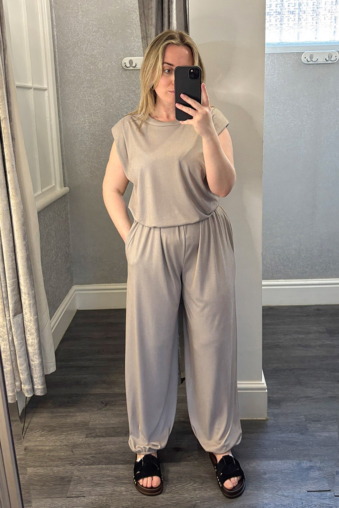 Taupe Sleeveless Top & Cuffed Trousers Co-ord