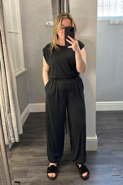 Black Sleeveless Top & Cuffed Trousers Co-ord