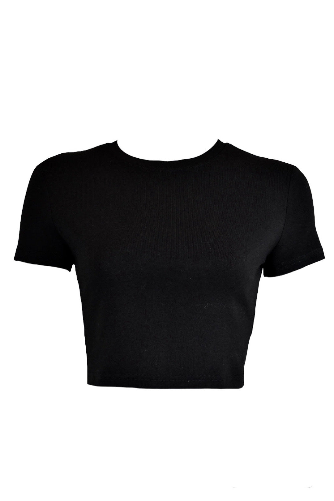 Black Short Sleeved Cropped T-Shirt