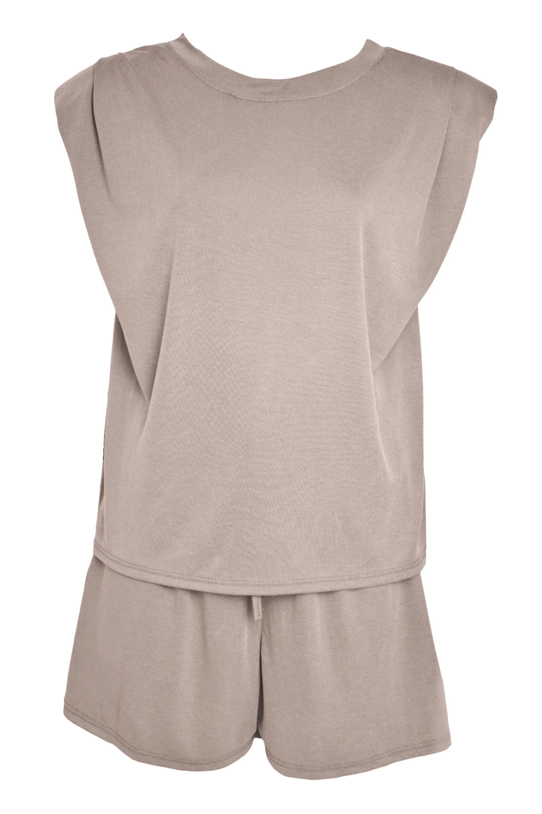 Taupe Padded T-Shirt & Shorts Co-ord