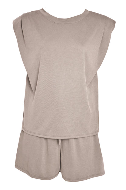 Taupe Padded T-Shirt & Shorts Co-ord