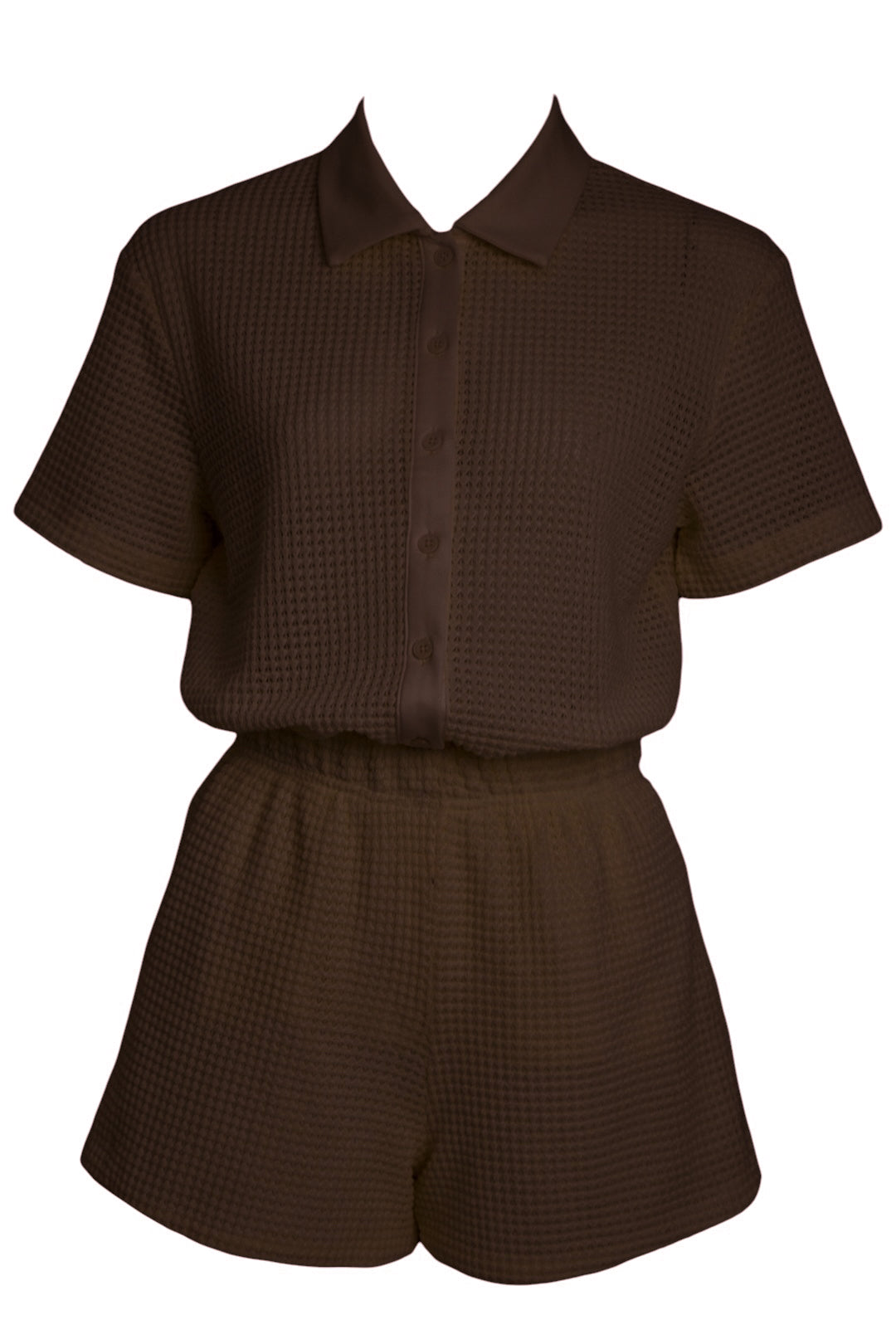 Brown Knitted Shirt & Shorts Co-ord
