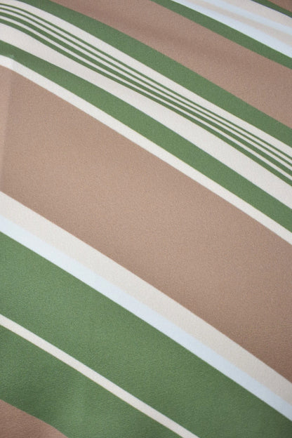 Khaki & Taupe Striped  One Shoulder Drape Dress