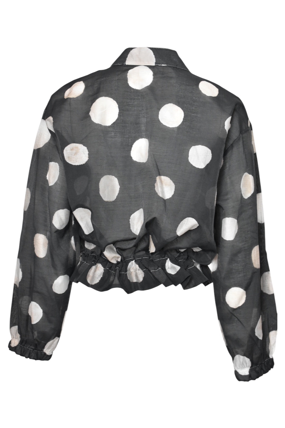 Black & Cream Spotted Sheer Bomber Jacket
