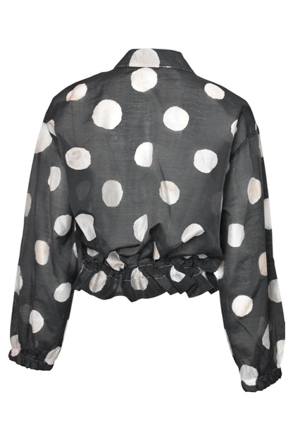 Black & Cream Spotted Sheer Bomber Jacket