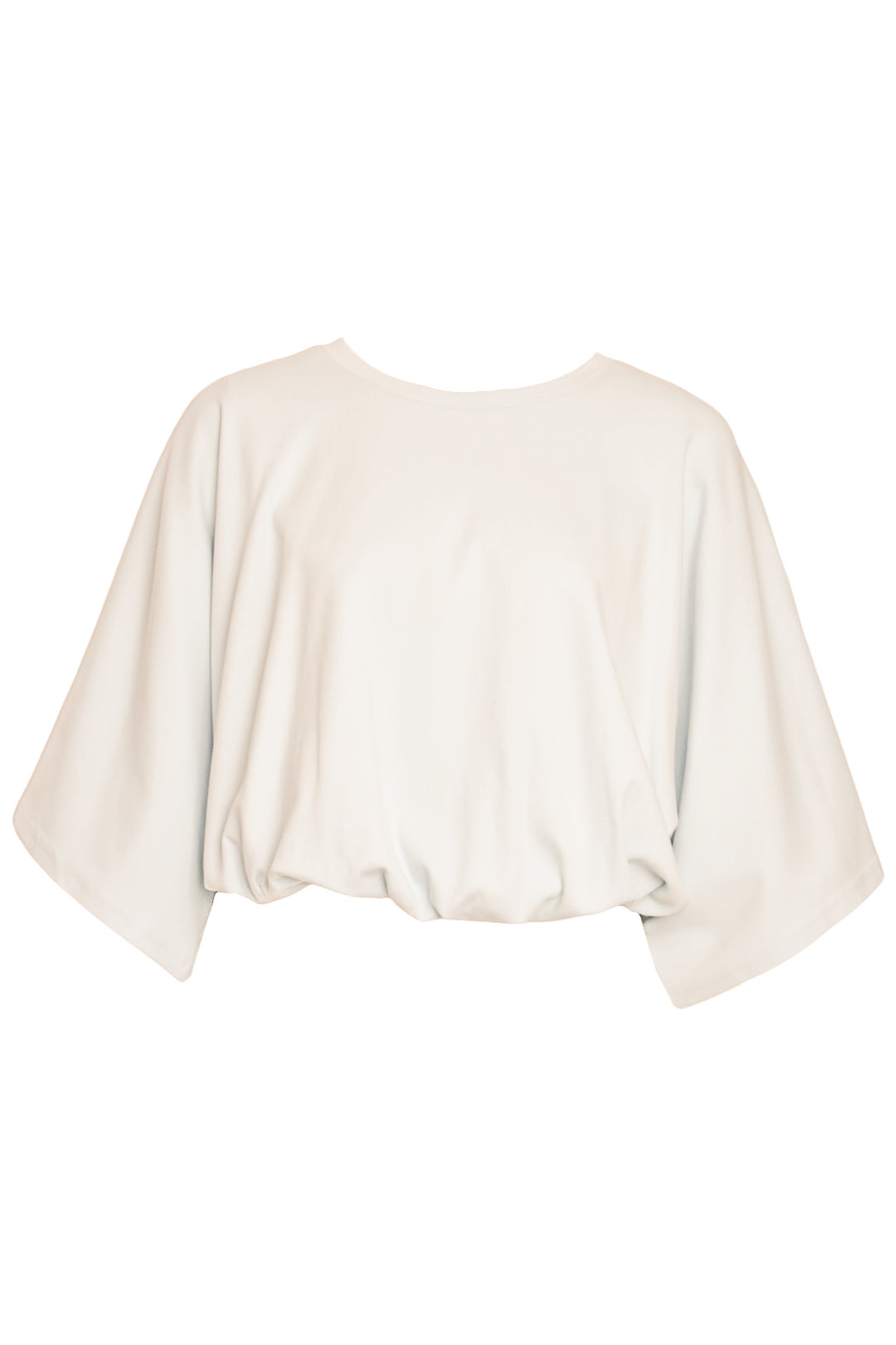 Cream Bubble Hem Wide Sleeve T-Shirt