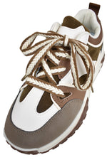 Brown & White Plaited Lace Chunky Trainers