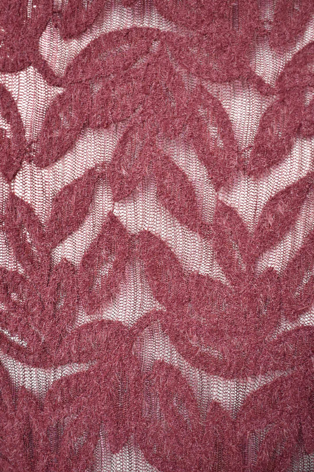 Burgundy Leaf Lace Sheer Top