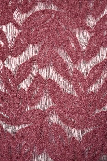 Burgundy Leaf Lace Sheer Top