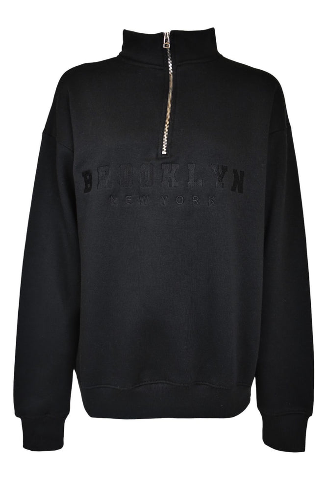 Black 'BROOKLYN' Half Zip Sweatshirt