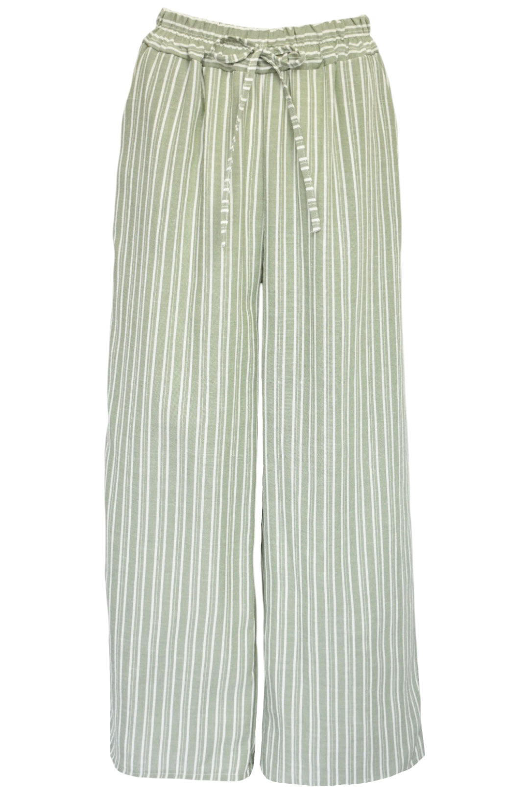 Sage Striped Wide Leg Trousers