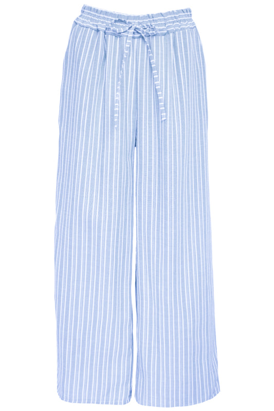 Blue Striped Wide Leg Trousers