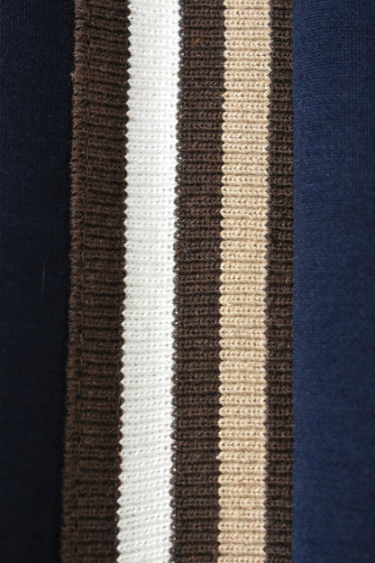 Navy & Brown Striped Zip Up Loungesuit