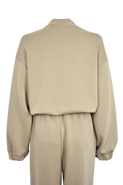 Taupe & Brown Stripe Zip Up Jacket Loungesuit