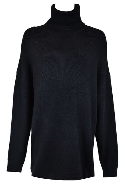 Black Knitted Roll Neck Jumper