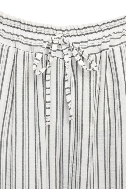 White Striped Wide Leg Trousers