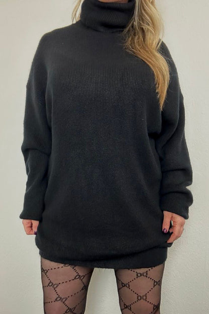 Black Knitted Roll Neck Jumper