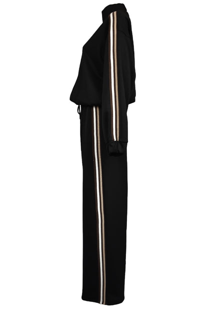 Black & Brown Striped Zip Up Jacket Lougesuit