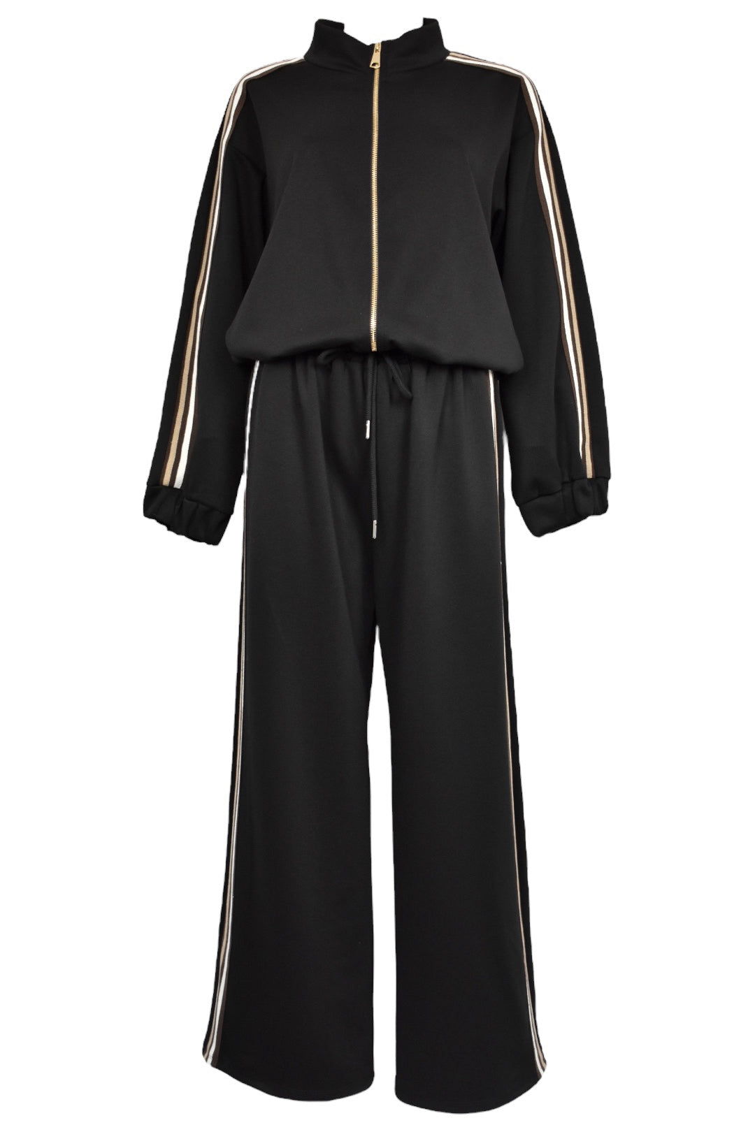 Black & Brown Striped Zip Up Jacket Lougesuit