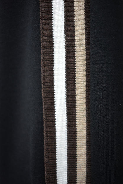 Black & Brown Striped Zip Up Jacket Lougesuit