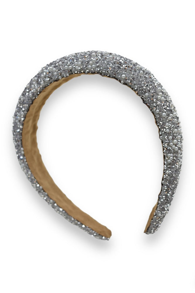 Silver Crystal & Pearl Embellished Hairband