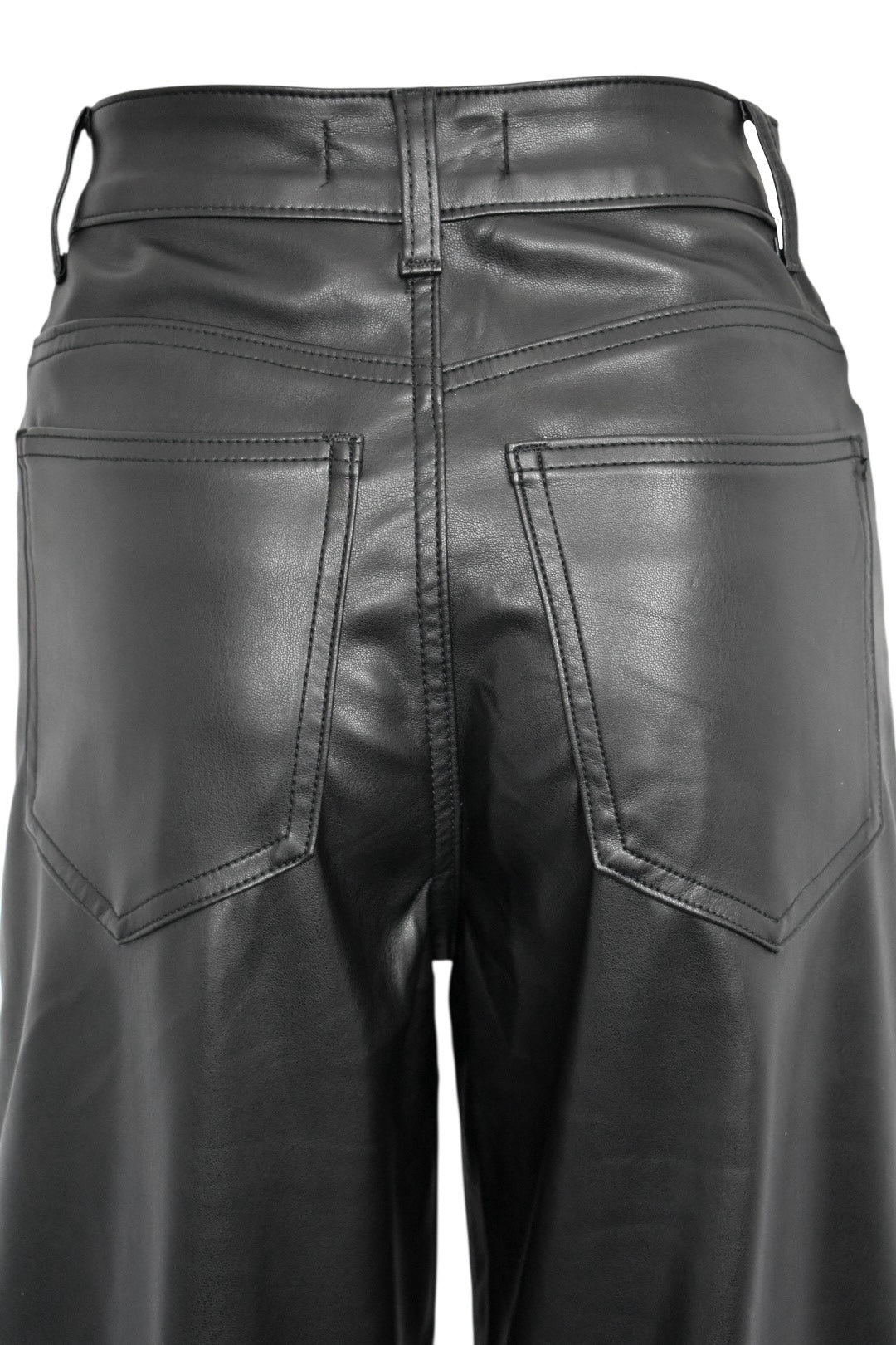 Black Faux Leather Straight Leg Trousers