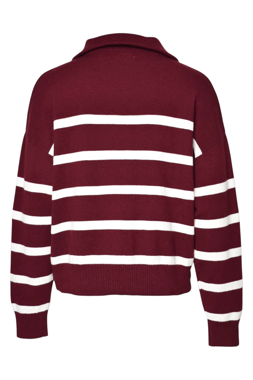Burgundy Striped Quarter Zip Jumper