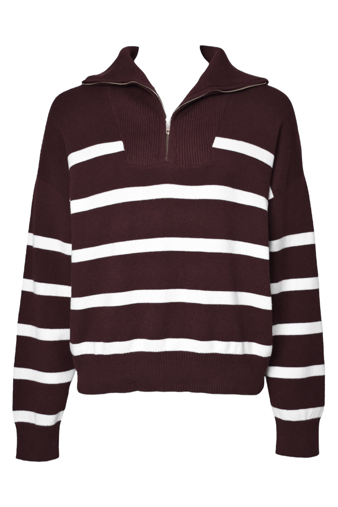 Brown Striped Quarter Zip Jumper